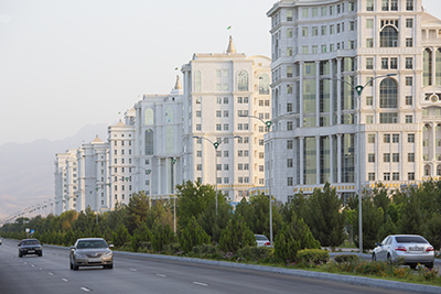 White marble buildings of Berzengi Ashgabat, Turkmenistan